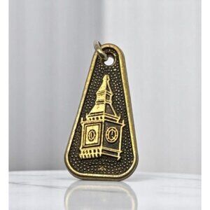 Vintage Brass Keychain Charm Big Ben Clock Tower Architecture